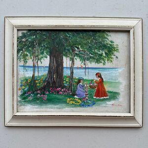 Vintage Local Hawaii Artist Edna Loo Original Canvas Oil Painting Signed